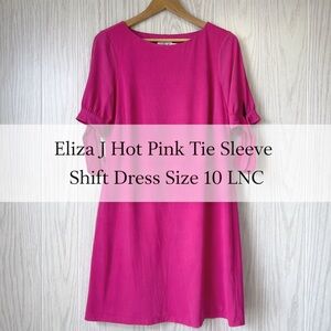 Eliza J Hot Pink Tie Sleeve Shift Dress Size 10